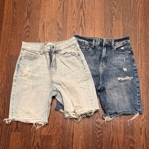 🎈🎈TRUE CRAFT Women's Distressed Jean Shorts - Light and Dark Blue